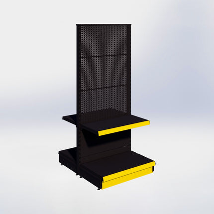 Middenstelling perforatie - H180 x B80 x D47 cm - 2 niveaus - Zwart