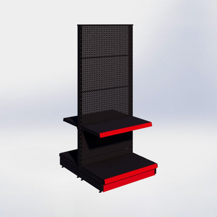 Middenstelling perforatie - H180 x B80 x D47 cm - 2 niveaus - Zwart