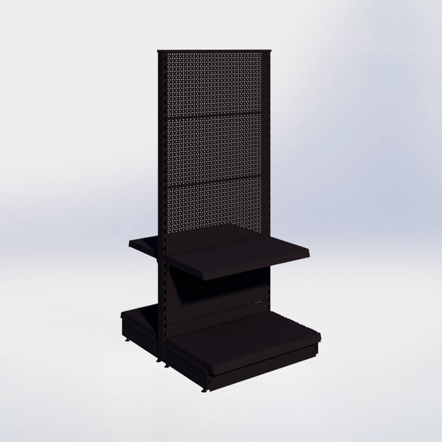 Middenstelling perforatie - H180 x B80 x D47 cm - 2 niveaus - Zwart