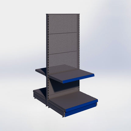 Middenstelling perforatie - H180 x B80 x D57 cm - 2 niveaus - Antraciet