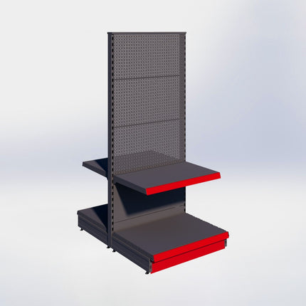 Middenstelling perforatie - H180 x B80 x D57 cm - 2 niveaus - Antraciet