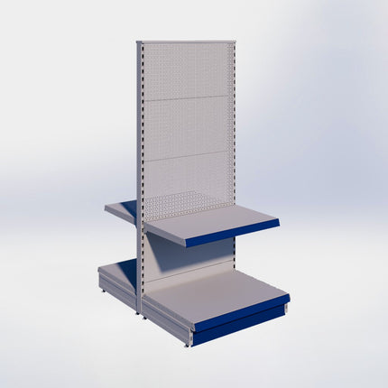 Middenstelling perforatie - H180 x B80 x D57 cm - 2 niveaus - Grijs