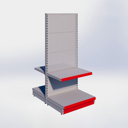 Middenstelling perforatie - H180 x B80 x D57 cm - 2 niveaus - Grijs