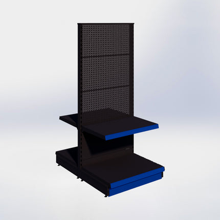 Middenstelling perforatie - H180 x B80 x D57 cm - 2 niveaus - Zwart