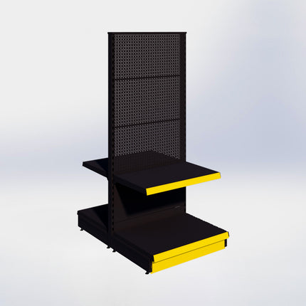 Middenstelling perforatie - H180 x B80 x D57 cm - 2 niveaus - Zwart