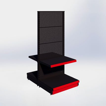 Middenstelling perforatie - H180 x B80 x D57 cm - 2 niveaus - Zwart