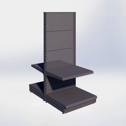 Middenstelling perforatie - H180 x B80 x D67 cm - 2 niveaus - Antraciet