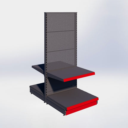 Middenstelling perforatie - H180 x B80 x D67 cm - 2 niveaus - Antraciet