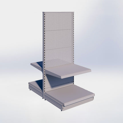 Middenstelling perforatie - H180 x B80 x D67 cm - 2 niveaus - Grijs