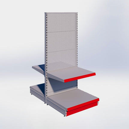 Middenstelling perforatie - H180 x B80 x D67 cm - 2 niveaus - Grijs
