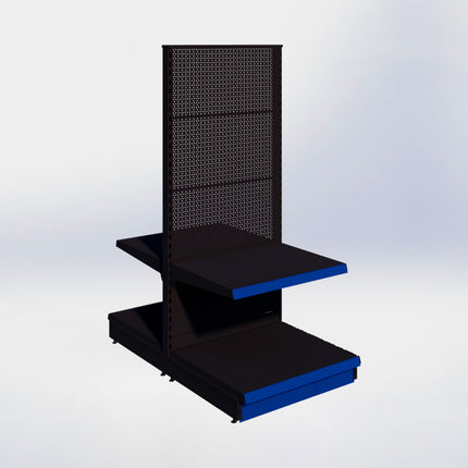 Middenstelling perforatie - H180 x B80 x D67 cm - 2 niveaus - Zwart