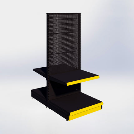 Middenstelling perforatie - H180 x B80 x D67 cm - 2 niveaus - Zwart