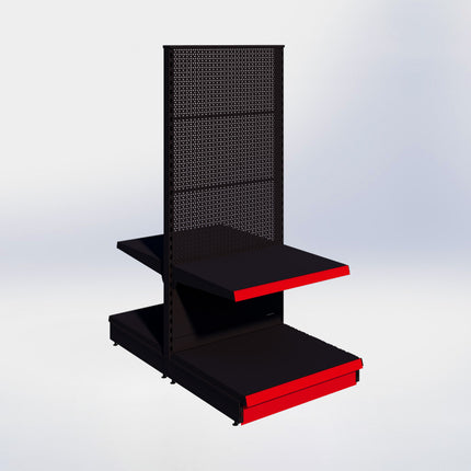 Middenstelling perforatie - H180 x B80 x D67 cm - 2 niveaus - Zwart