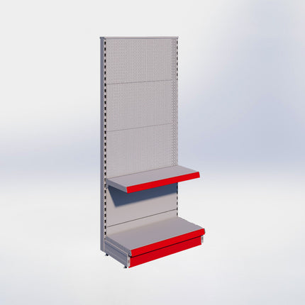 Kopstelling perforatie - H180 x B80 x D37 cm - 2 niveaus - Grijs