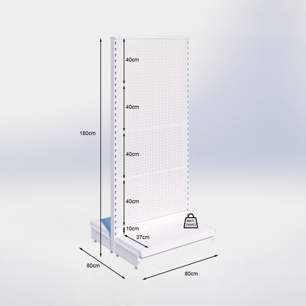 Middenstelling perforatie - H180 x B80 x D37 cm - 1 niveau - Zwart