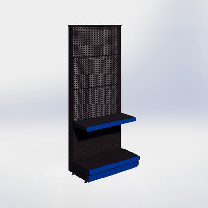 Kopstelling perforatie - H180 x B80 x D37 cm - 2 niveaus - Zwart