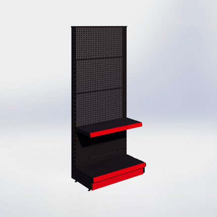 Kopstelling perforatie - H180 x B80 x D37 cm - 2 niveaus - Zwart