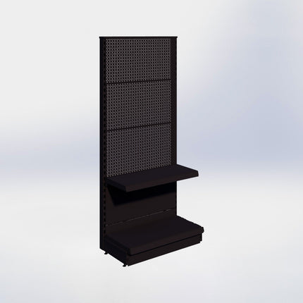 Kopstelling perforatie - H180 x B80 x D37 cm - 2 niveaus - Zwart