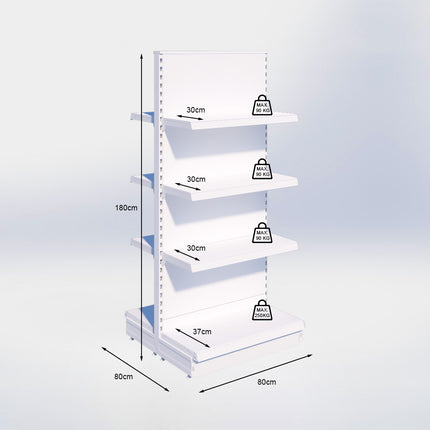 Middenstelling - H180 x B80 x D37 cm - 4 niveaus - Antraciet