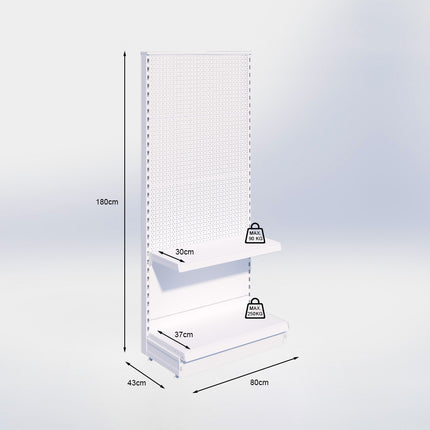 Kopstelling perforatie - H180 x B80 x D37 cm - 2 niveaus - Antraciet