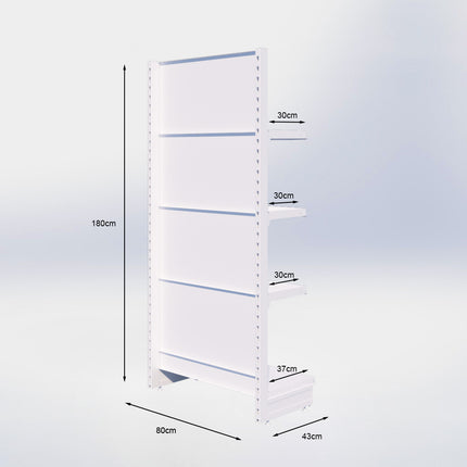 Kopstelling - H180 x B80 x D37 cm - 4 niveaus - Zwart