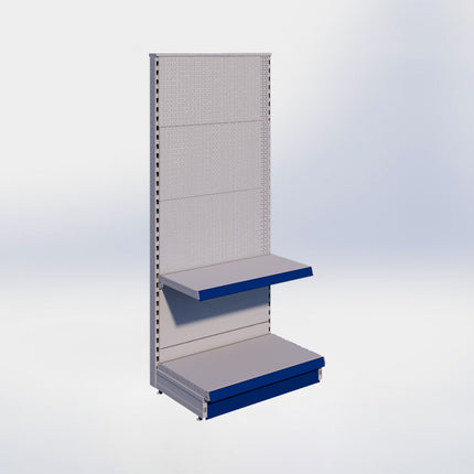 Kopstelling perforatie - H180 x B80 x D47 cm - 2 niveaus - Grijs