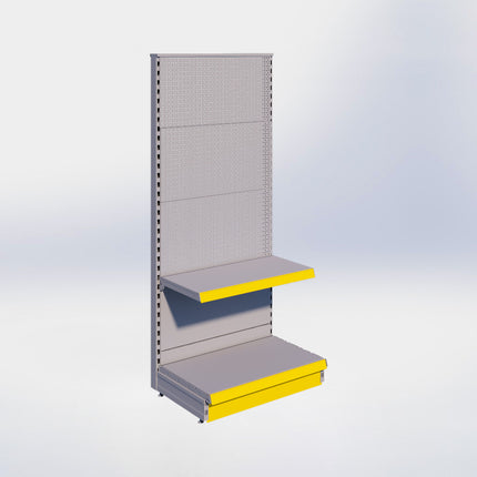 Kopstelling perforatie - H180 x B80 x D47 cm - 2 niveaus - Grijs