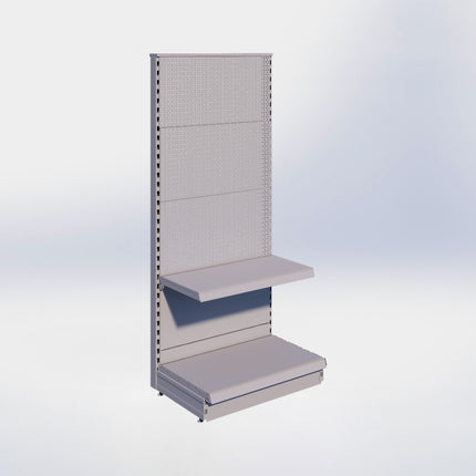 Kopstelling perforatie - H180 x B80 x D47 cm - 2 niveaus - Grijs