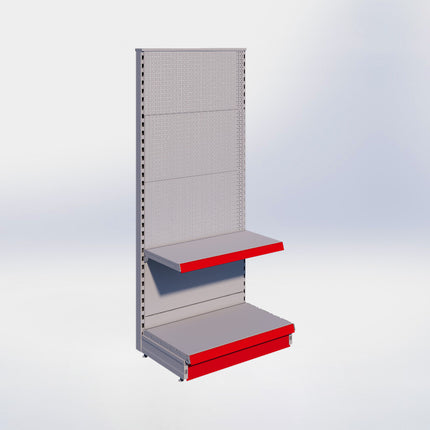 Kopstelling perforatie - H180 x B80 x D47 cm - 2 niveaus - Grijs