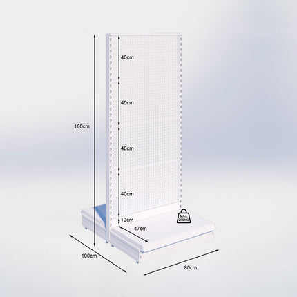 Middenstelling perforatie - H180 x B80 x D47 cm - 1 niveau - Zwart