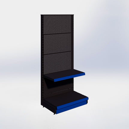 Kopstelling perforatie - H180 x B80 x D47 cm - 2 niveaus - Zwart