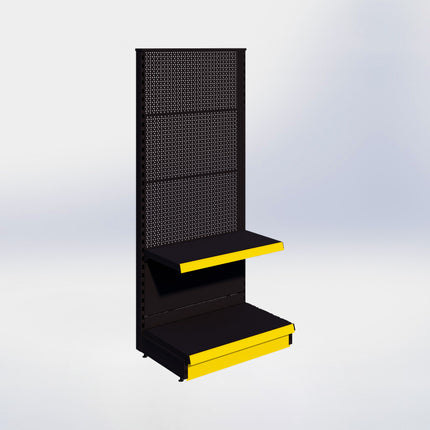 Kopstelling perforatie - H180 x B80 x D47 cm - 2 niveaus - Zwart