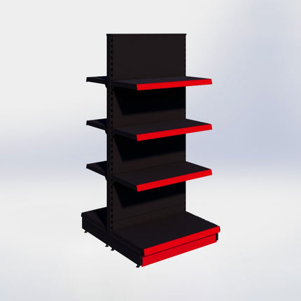 Middenstelling - H180 x B80 x D47 cm - 4 niveaus - Zwart