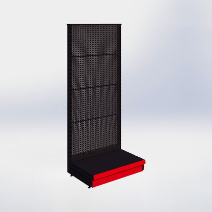 Kopstelling perforatie - H180 x B80 x D47 cm - 1 niveau - Zwart