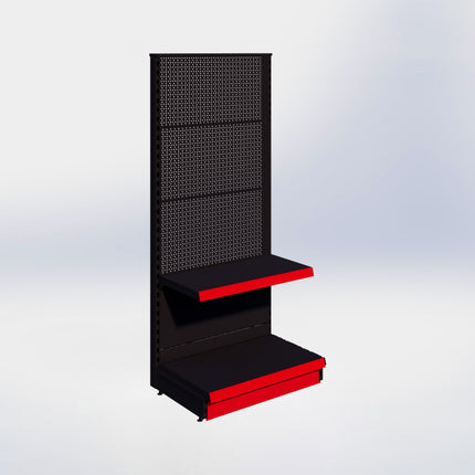 Kopstelling perforatie - H180 x B80 x D47 cm - 2 niveaus - Zwart