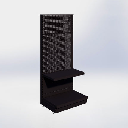 Kopstelling perforatie - H180 x B80 x D47 cm - 2 niveaus - Zwart