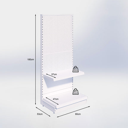 Kopstelling perforatie - H180 x B80 x D47 cm - 2 niveaus - Antraciet