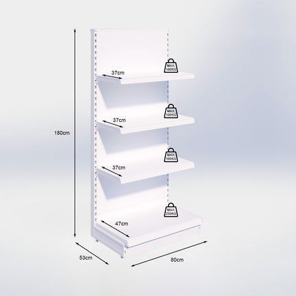 Kopstelling - H180 x B80 x D47 cm - 4 niveaus - Antraciet