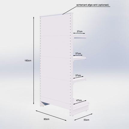 Kopstelling - H180 x B80 x D47 cm - 4 niveaus - Antraciet