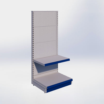 Kopstelling perforatie - H180 x B80 x D57 cm - 2 niveaus - Grijs