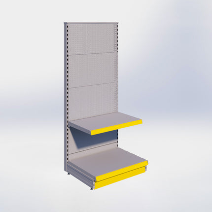 Kopstelling perforatie - H180 x B80 x D57 cm - 2 niveaus - Grijs