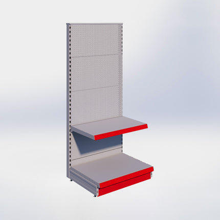 Kopstelling perforatie - H180 x B80 x D57 cm - 2 niveaus - Grijs