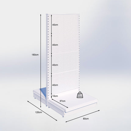 Middenstelling perforatie - H180 x B80 x D57 cm - 1 niveau - Zwart