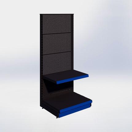 Kopstelling perforatie - H180 x B80 x D57 cm - 2 niveaus - Zwart