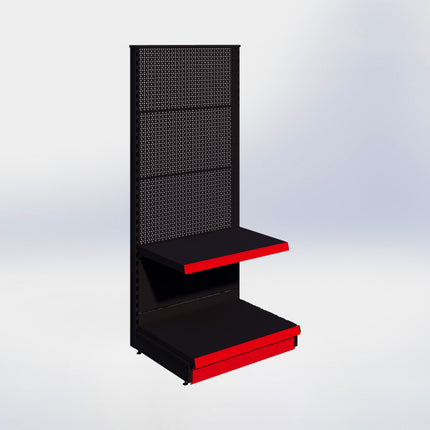 Kopstelling perforatie - H180 x B80 x D57 cm - 2 niveaus - Zwart