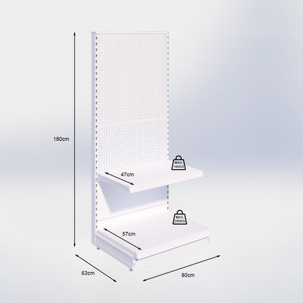 Kopstelling perforatie - H180 x B80 x D57 cm - 2 niveaus - Antraciet