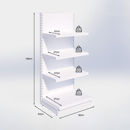 Kopstelling - H180 x B80 x D57 cm - 4 niveaus - Zwart