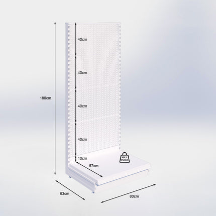 Kopstelling perforatie - H180 x B80 x D57 cm - 1 niveau - Grijs