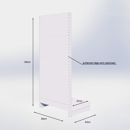 Kopstelling perforatie - H180 x B80 x D57 cm - 1 niveau - Grijs
