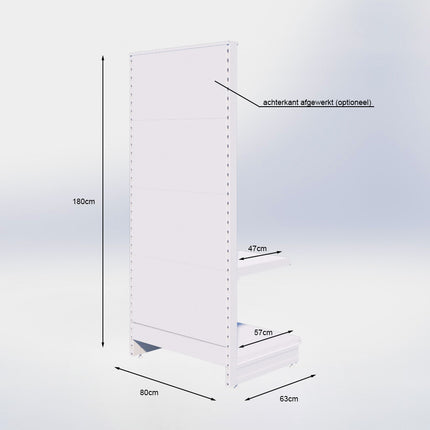 Kopstelling perforatie - H180 x B80 x D57 cm - 2 niveaus - Antraciet